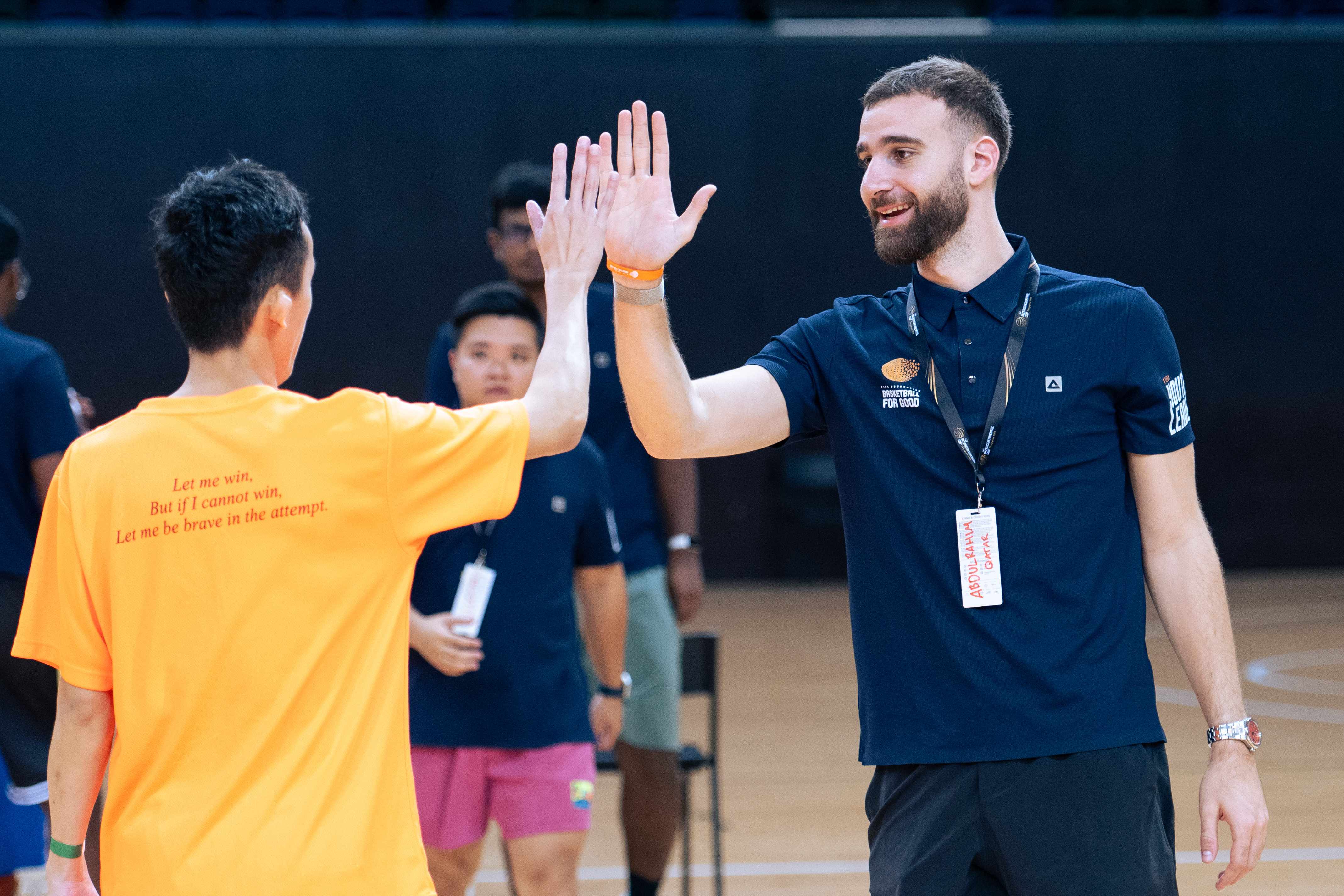 Abdulrahim Abuissa at an official FIBA Foundation event as Qatar's Youth Leader